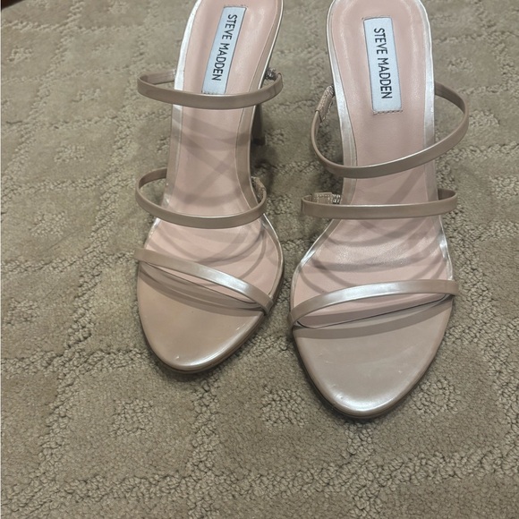 Steve Madden Women's Nude Shimmer Strappy Heels - Picture 1 of 7